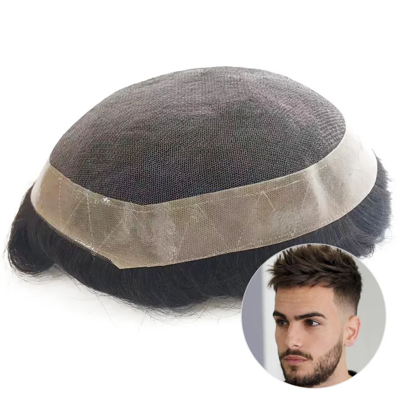 Men’s Lace Toupee With NPU Perimeter in Stock Wholesale D7-5