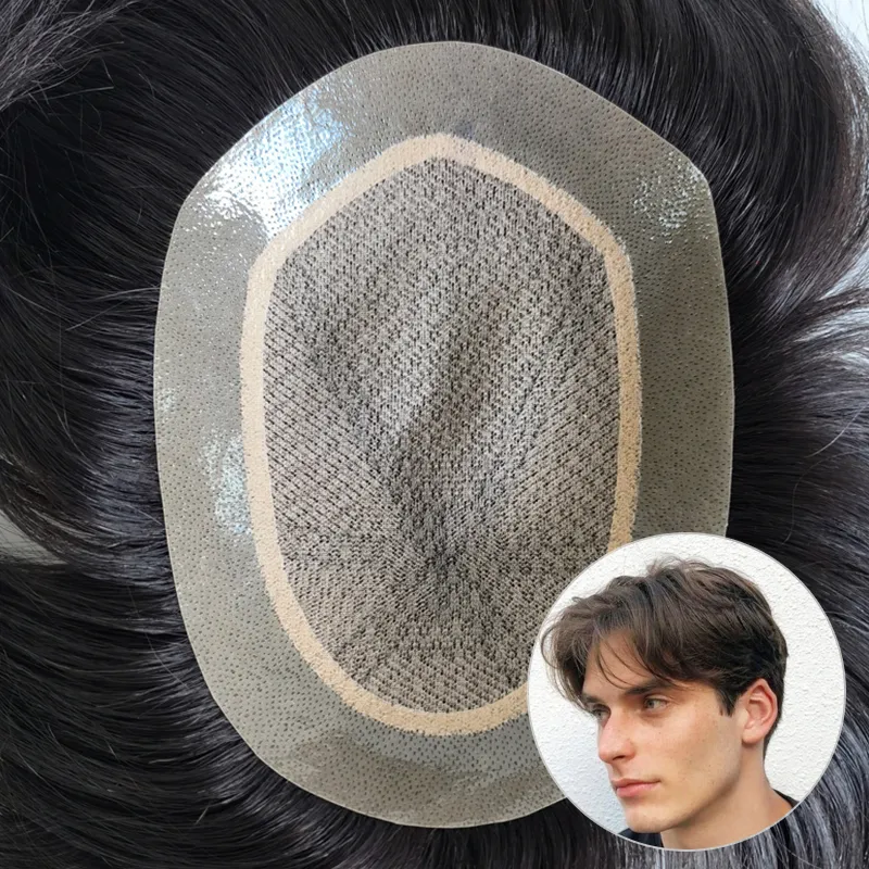 Clear PU Around Custom Toupee silk top hair system wholesale Clear PU Around Custom Toupee silk top hair system wholesale