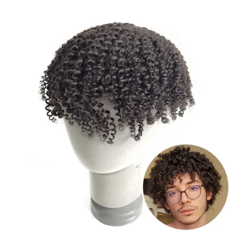 Breathable 0810V PU Base Men Toupee 100% Human Hair Pieces System 0.8cm curls Breathable 0810V PU Base Men Toupee 100% Human Hair Pieces System 0.8cm curls